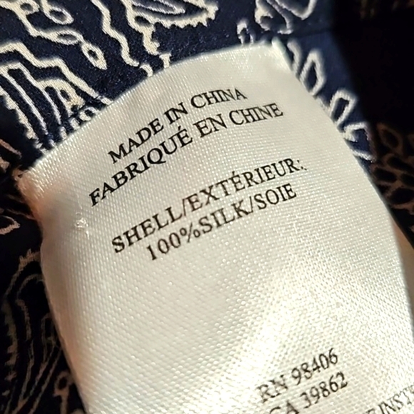 Theory | Navy Blue Paisley Silk Pull On Dress or Casual Pants - Picture 5 of 14